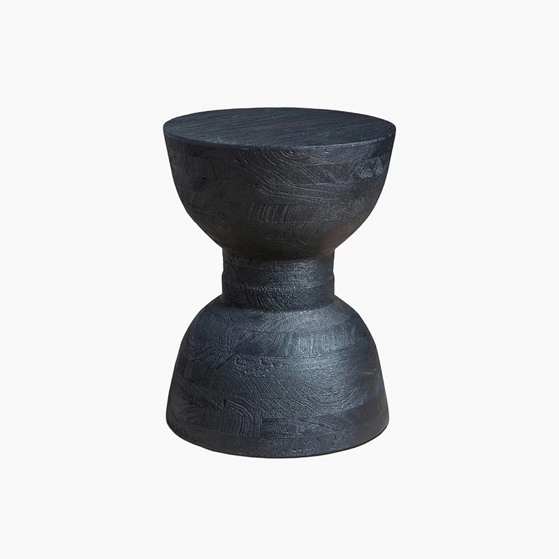 Contemporary Scandinavian Round Side Table: Hourglass Design - Art Deco Black End Table For Living Room Lumendat
