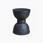 Contemporary Scandinavian Round Side Table: Hourglass Design - Art Deco Black End Table For Living Room Lumendat