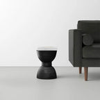Contemporary Scandinavian Round Side Table: Hourglass Design - Art Deco Black End Table For Living Room Lumendat