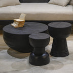 Contemporary Scandinavian Round Side Table: Hourglass Design - Art Deco Black End Table For Living Room Lumendat