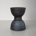 Contemporary Scandinavian Round Side Table: Hourglass Design - Art Deco Black End Table For Living Room Lumendat