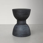 Contemporary Scandinavian Round Side Table: Hourglass Design - Art Deco Black End Table For Living Room Lumendat