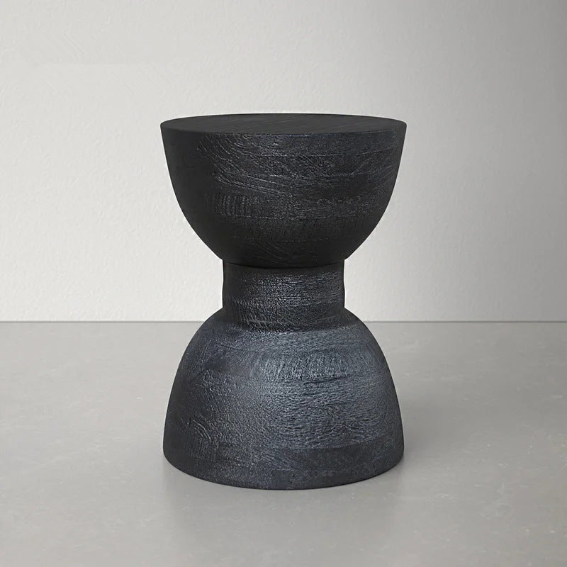 Contemporary Scandinavian Round Side Table: Hourglass Design - Art Deco Black End Table For Living Room Lumendat