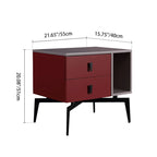 Modern Luxury Color-Block Nightstand: Red & Beige Two-Tone Storage Bedside Table For Bedroom Lumendat