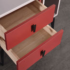 Modern Luxury Color-Block Nightstand: Red & Beige Two-Tone Storage Bedside Table For Bedroom Lumendat