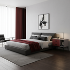 Modern Luxury Color-Block Nightstand: Red & Beige Two-Tone Storage Bedside Table For Bedroom Lumendat