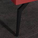 Modern Luxury Color-Block Nightstand: Red & Beige Two-Tone Storage Bedside Table For Bedroom Lumendat