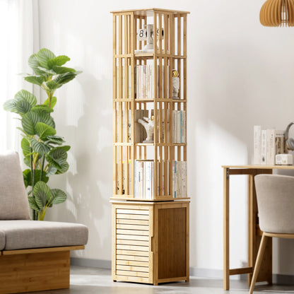 Modern Minimalist Rectangular Bamboo Medium Density Fiberboard Bookshelves 6/7-Tier For Home Office