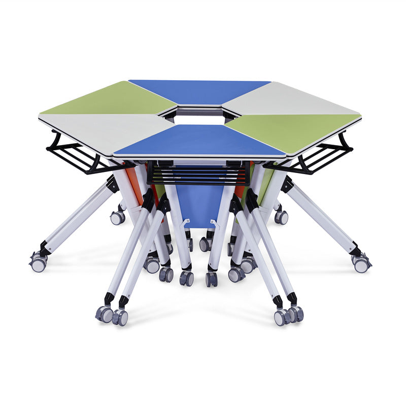 Modern Minimalist Hexagonal High-density Medium-density Fiberboard Iron Desks Foldable For Home Office