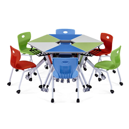 Modern Minimalist Hexagonal High-density Medium-density Fiberboard Iron Desks Foldable For Home Office