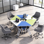 Modern Minimalist Hexagonal High-density Medium-density Fiberboard Iron Desks Foldable For Home Office DFM-F