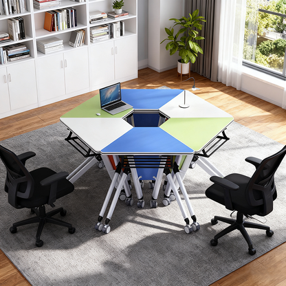 Modern Minimalist Hexagonal High-density Medium-density Fiberboard Iron Desks Foldable For Home Office