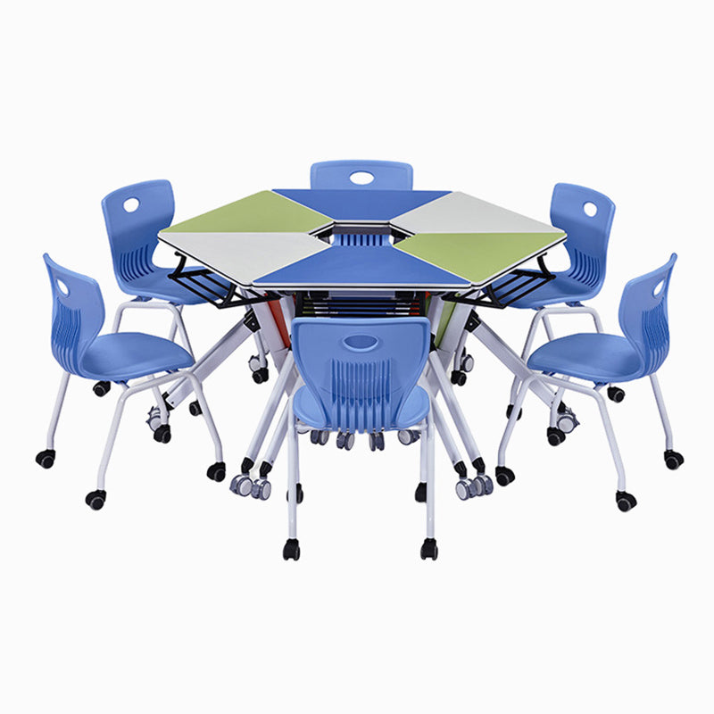 Modern Minimalist Hexagonal High-density Medium-density Fiberboard Iron Desks Foldable For Home Office