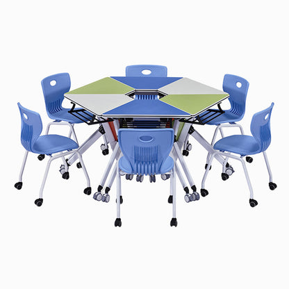 Modern Minimalist Hexagonal High-density Medium-density Fiberboard Iron Desks Foldable For Home Office