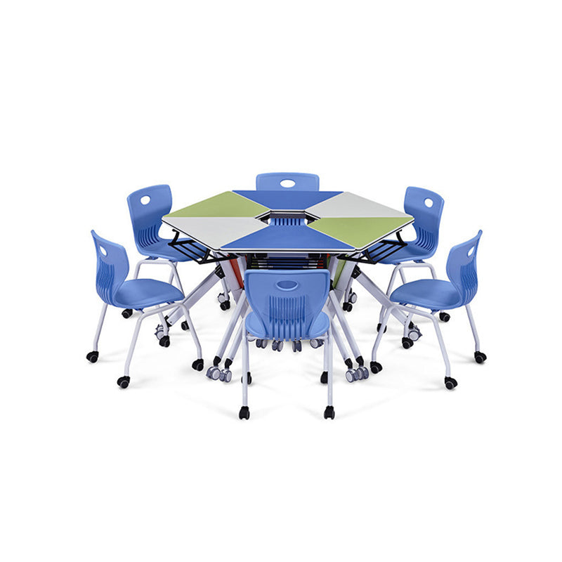 Modern Minimalist Hexagonal High-density Medium-density Fiberboard Iron Desks Foldable For Home Office