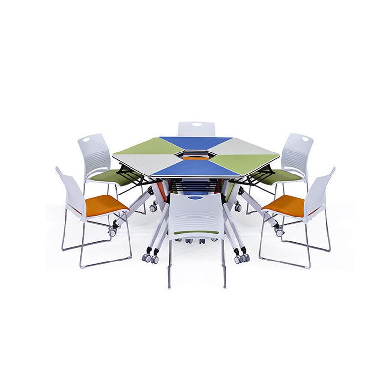 Modern Minimalist Hexagonal High-density Medium-density Fiberboard Iron Desks Foldable For Home Office