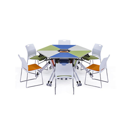 Modern Minimalist Hexagonal High-density Medium-density Fiberboard Iron Desks Foldable For Home Office