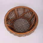 Traditional Vintage Round Rattan Coffee Table - Solid Wood: Hand-Woven, Rustic Charm, Durable Craftsmanship & Timeless Aesthetic For Living Room & Veranda Lumendat