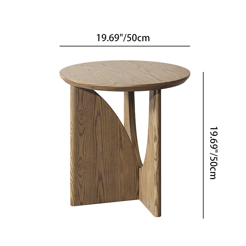 Modern Minimalist Round Side Table - Solid North American White Ash Sturdy Eco-Friendly Natural Grain For Living Room Lumendat