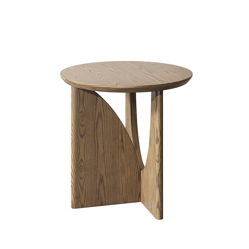 Modern Minimalist Round Side Table - Solid North American White Ash Sturdy Eco-Friendly Natural Grain For Living Room Lumendat