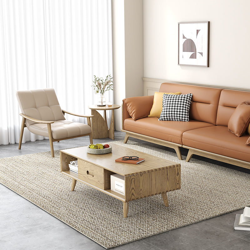 Modern Minimalist Round Side Table - Solid North American White Ash Sturdy Eco-Friendly Natural Grain For Living Room Lumendat