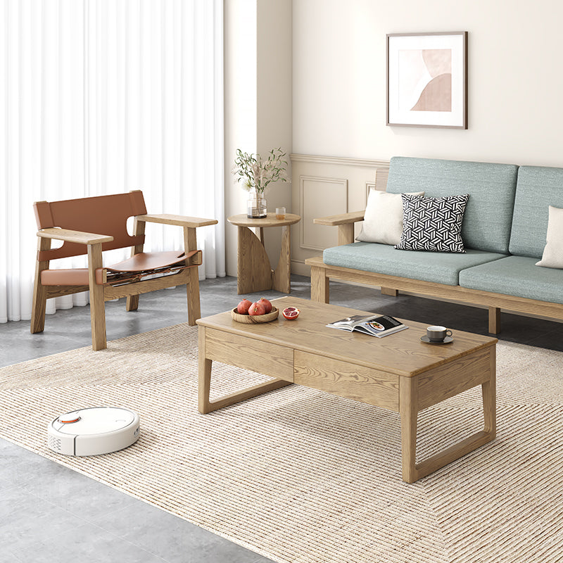 Modern Minimalist Round Side Table - Solid North American White Ash Sturdy Eco-Friendly Natural Grain For Living Room Lumendat
