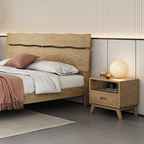 Modern Minimalist Square Nightstand - Solid Ash Wood: Sturdy, Eco-Friendly, Natural Grain & Stable Support For Bedroom Lumendat