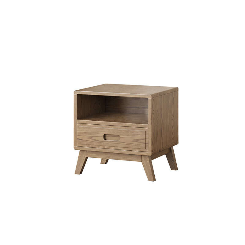 Modern Minimalist Square Nightstand - Solid Ash Wood: Sturdy, Eco-Friendly, Natural Grain & Stable Support For Bedroom Lumendat