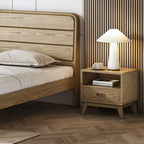 Modern Minimalist Square Nightstand - Solid Ash Wood: Sturdy, Eco-Friendly, Natural Grain & Stable Support For Bedroom Lumendat