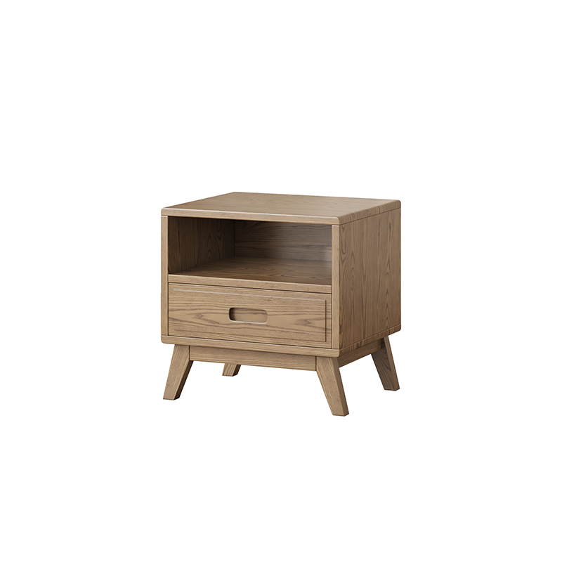 Modern Minimalist Square Nightstand - Solid Ash Wood: Sturdy, Eco-Friendly, Natural Grain & Stable Support For Bedroom Lumendat