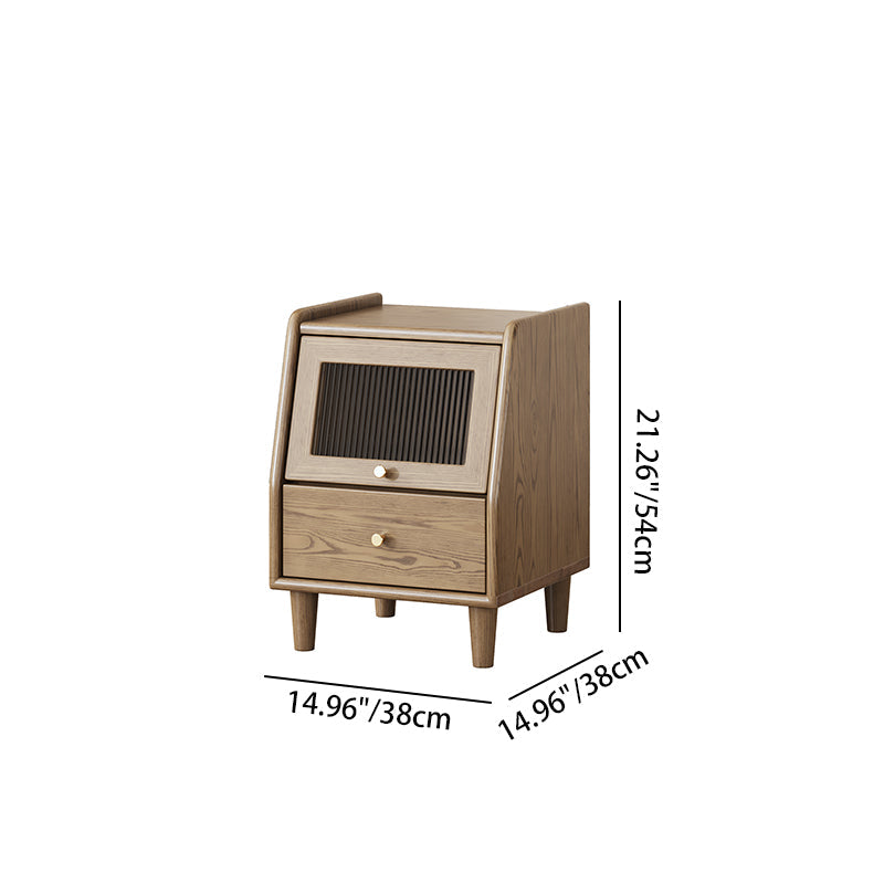 Modern Minimalist Rectangular Nightstand - Solid Ash Wood: Eco-Friendly, Smooth Hidden Slide Drawers, Stable Wobble-Free Support & Easy-Care Tabletop For Bedroom Lumendat