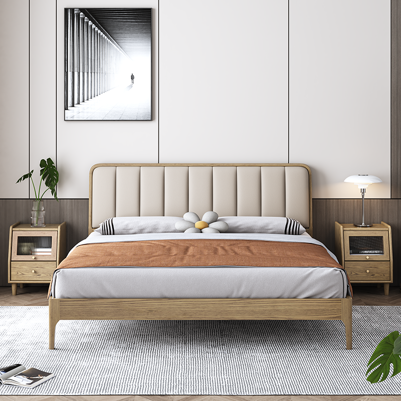 Modern Minimalist Rectangular Nightstand - Solid Ash Wood: Eco-Friendly, Smooth Hidden Slide Drawers, Stable Wobble-Free Support & Easy-Care Tabletop For Bedroom Lumendat