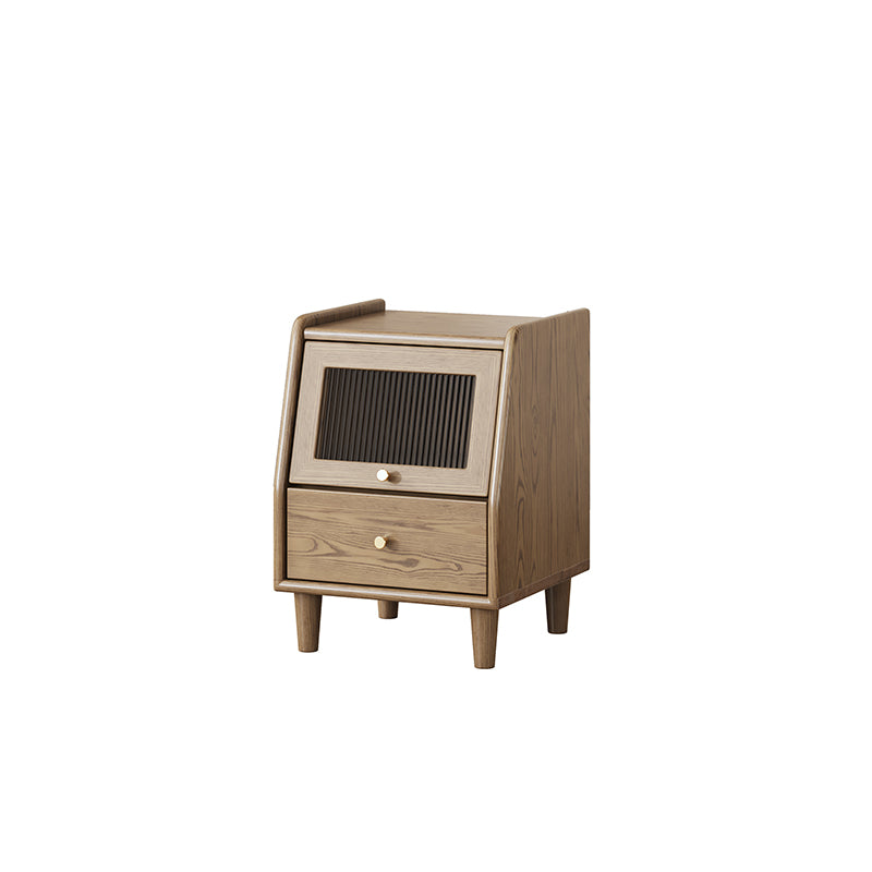 Modern Minimalist Rectangular Nightstand - Solid Ash Wood: Eco-Friendly, Smooth Hidden Slide Drawers, Stable Wobble-Free Support & Easy-Care Tabletop For Bedroom Lumendat