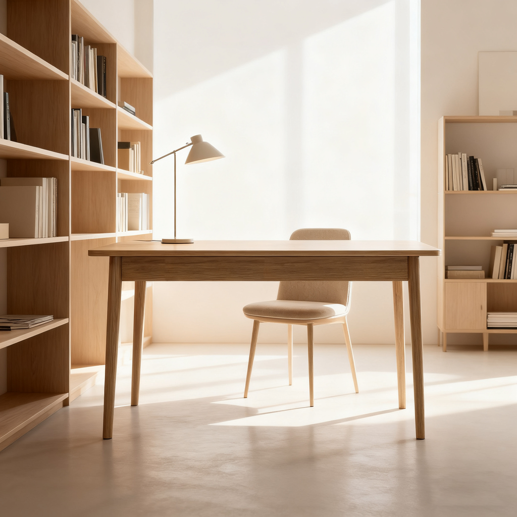 Modern Simplicity Desk & Chair Set - Solid Ash Wood, Sturdy, Stable, Natural Grain, Eco-Friendly Ergonomic For Home Office Lumendat