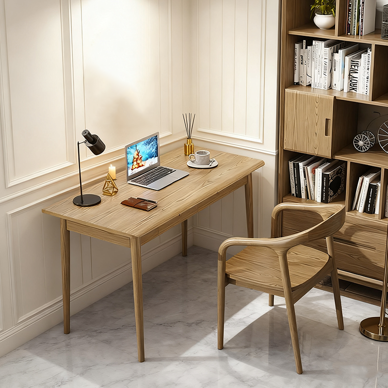 Modern Simplicity Desk & Chair Set - Solid Ash Wood, Sturdy, Stable, Natural Grain, Eco-Friendly Ergonomic For Home Office Lumendat