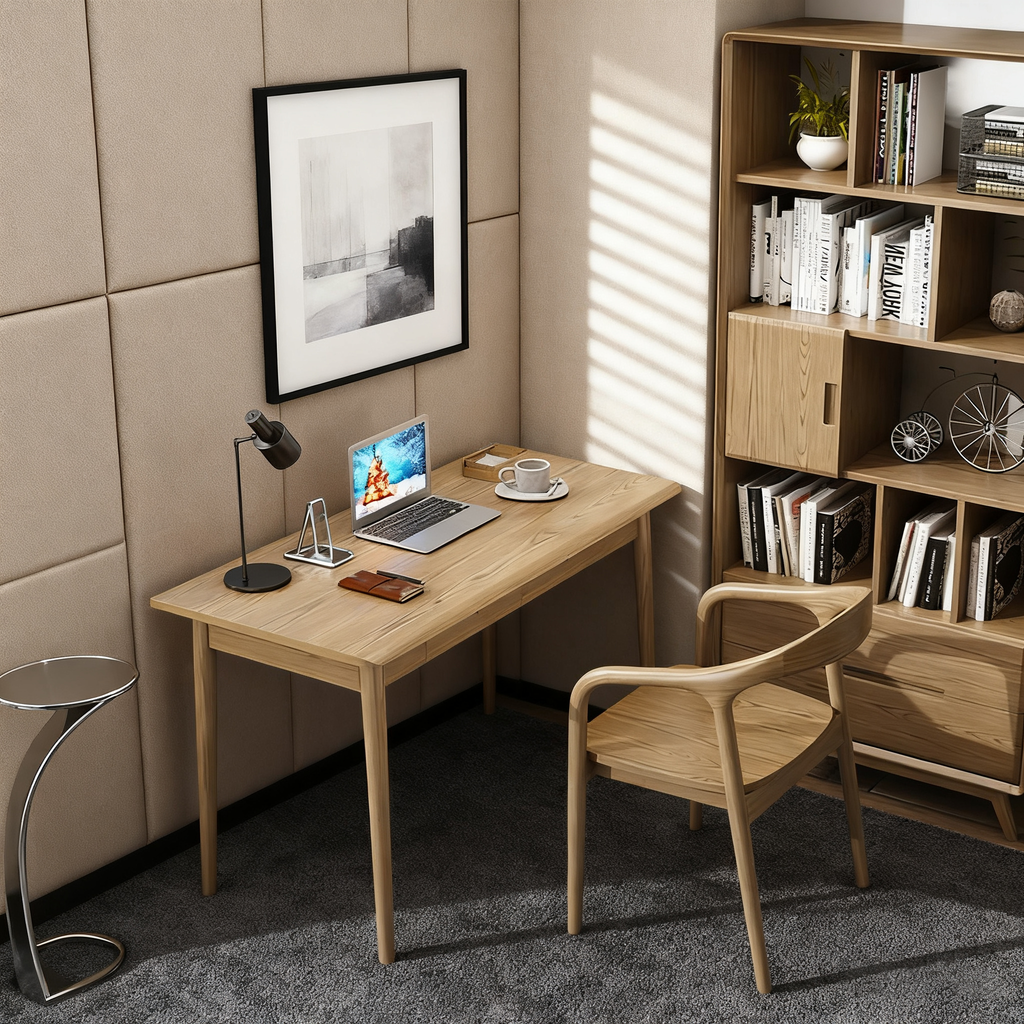 Modern Simplicity Desk & Chair Set - Solid Ash Wood, Sturdy, Stable, Natural Grain, Eco-Friendly Ergonomic For Home Office Lumendat