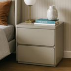 Modern Minimalist Rectangular Nightstand - MDF, Durable Structure, Smooth Surface & Quiet Storage For Bedroom Lumendat