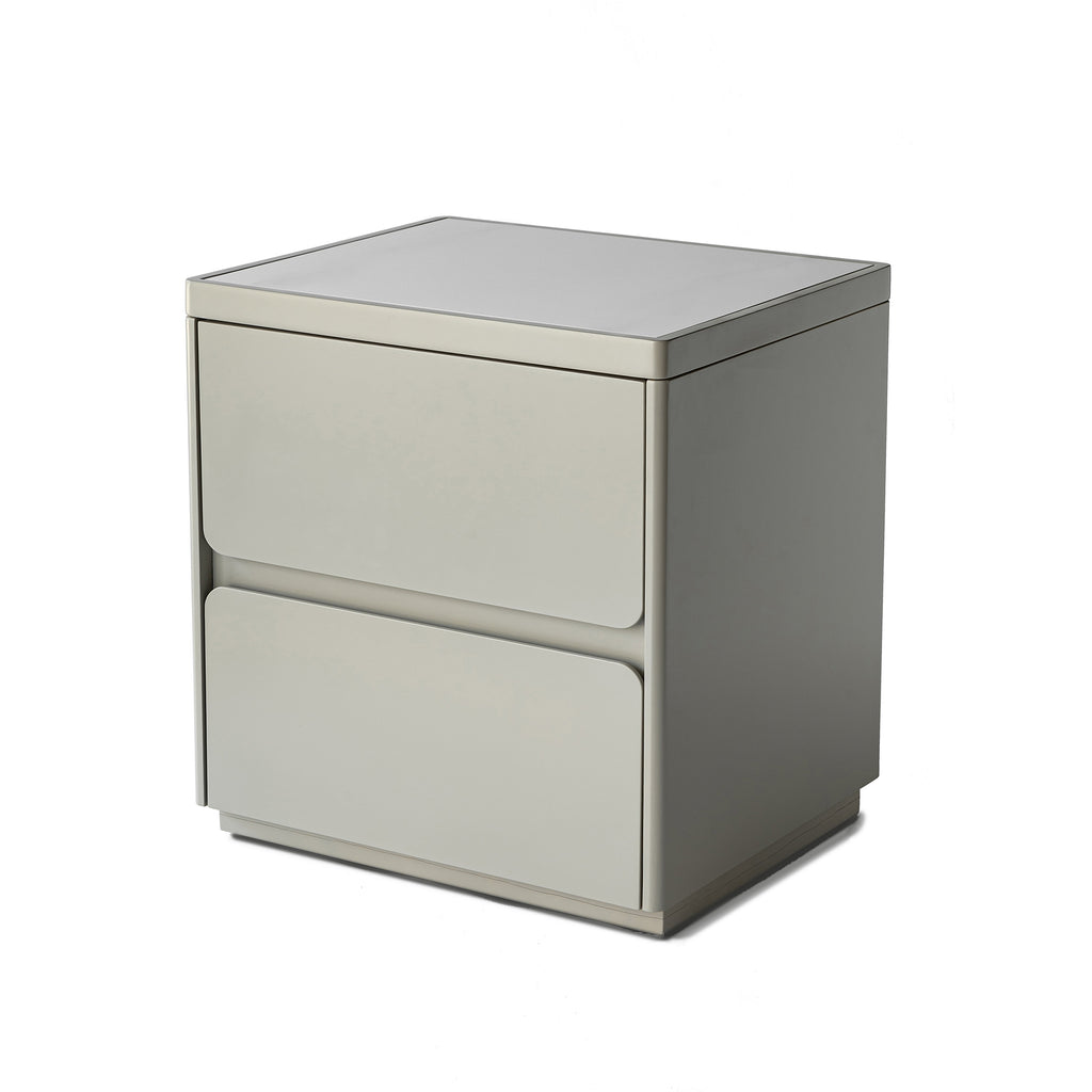 Modern Minimalist Rectangular Nightstand - MDF, Durable Structure, Smooth Surface & Quiet Storage For Bedroom Lumendat