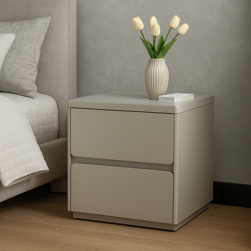 Modern Minimalist Rectangular Nightstand - MDF, Durable Structure, Smooth Surface & Quiet Storage For Bedroom Lumendat