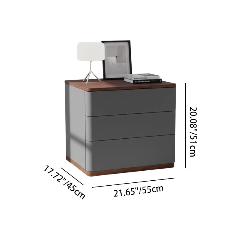 Modern Simplicity Rectangular Nightstand - Solid Wood Multi-layer Board, Premium Saddle Leather Upholstery, Refined Craftsmanship & Stable Support For Bedroom Lumendat