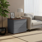 Modern Simplicity Rectangular Nightstand - Solid Wood Multi-layer Board, Premium Saddle Leather Upholstery, Refined Craftsmanship & Stable Support For Bedroom Lumendat
