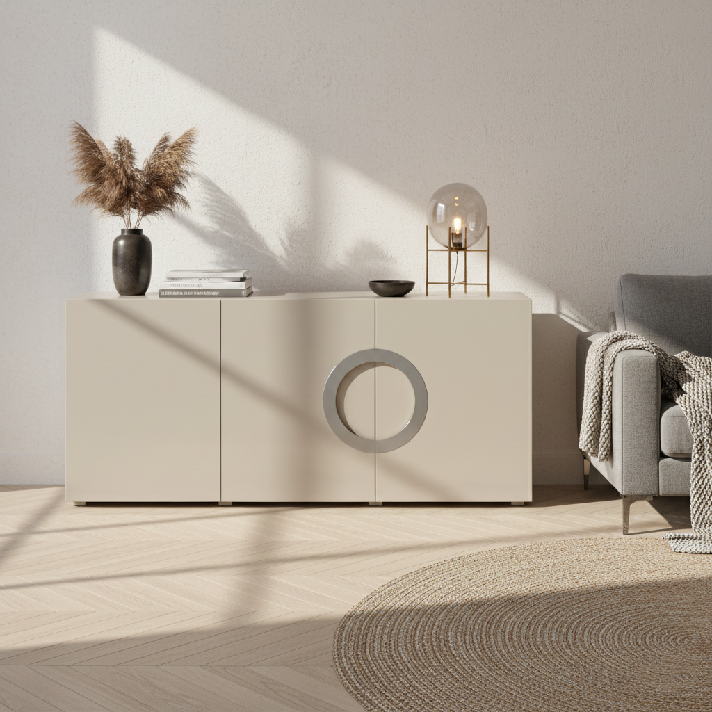 Modern Minimalist Rectangular Storage Cabinet - MDF: Ready-to-Use, Sturdy Stable & Easy-to-Clean Storage For Living Room Lumendat