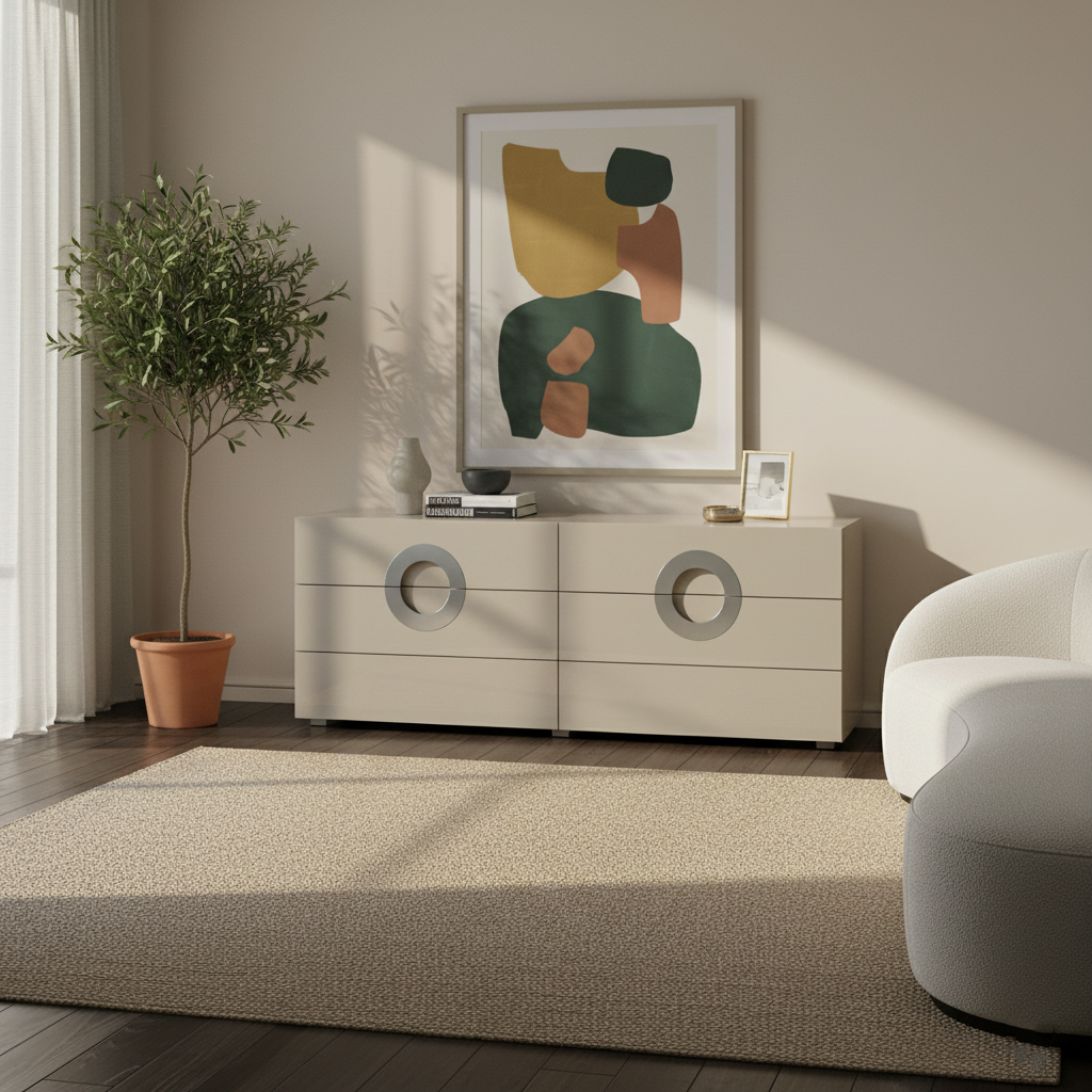 Modern Minimalist Rectangular Storage Cabinet - MDF: Large-Capacity, Sturdy Reinforced Frame, Clear Partitioning & Spacious Tabletop For Living Room, Bedroom & Storage Room Lumendat