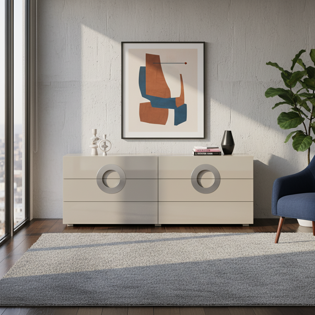 Modern Minimalist Rectangular Storage Cabinet - MDF: Large-Capacity, Sturdy Reinforced Frame, Clear Partitioning & Spacious Tabletop For Living Room, Bedroom & Storage Room Lumendat