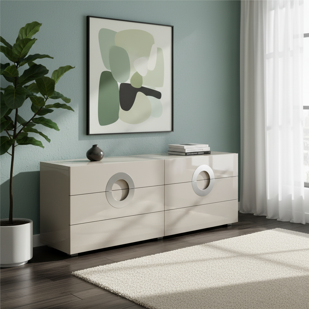 Modern Minimalist Rectangular Storage Cabinet - MDF: Large-Capacity, Sturdy Reinforced Frame, Clear Partitioning & Spacious Tabletop For Living Room, Bedroom & Storage Room Lumendat