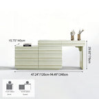 Space-saving Extendable Makeup Vanity - Nordic Matcha Green MDF Solid Wood Particle Board 6 Drawers Design For Bedroom Lumendat