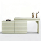 Space-saving Extendable Makeup Vanity - Nordic Matcha Green MDF Solid Wood Particle Board 6 Drawers Design For Bedroom Lumendat