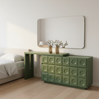 6-Drawer Green Makeup Vanity - Nordic Style Practical Storage Design With Premium MDF And Solid Wood Particle Board For Bedroom Lumendat