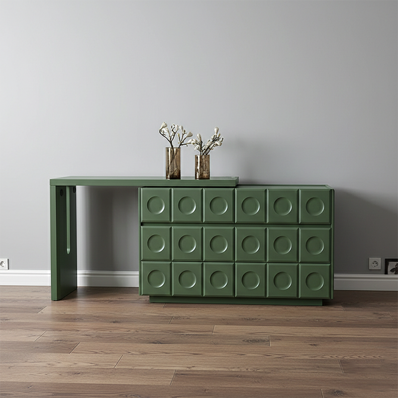 6-Drawer Green Makeup Vanity - Nordic Style Practical Storage Design With Premium MDF And Solid Wood Particle Board For Bedroom Lumendat
