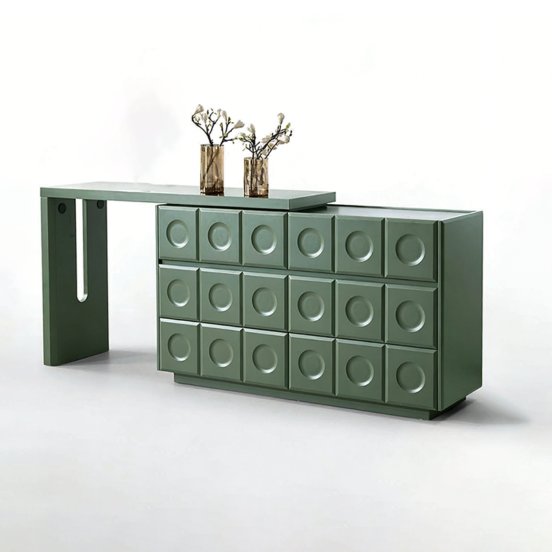 6-Drawer Green Makeup Vanity - Nordic Style Practical Storage Design With Premium MDF And Solid Wood Particle Board For Bedroom Lumendat